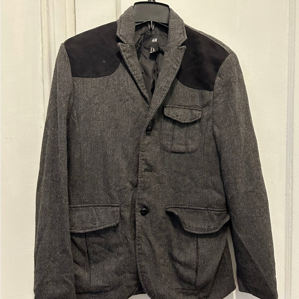 H&M Charcoal Jacket with Dark Details